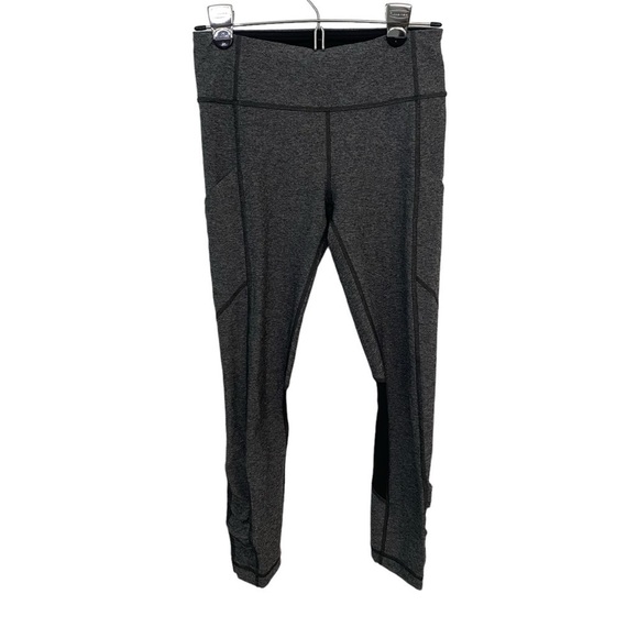 Lululemon Pace Rival Crop Leggings Heathered Black / Gray in Sz 4 with Pockets - Picture 4 of 16